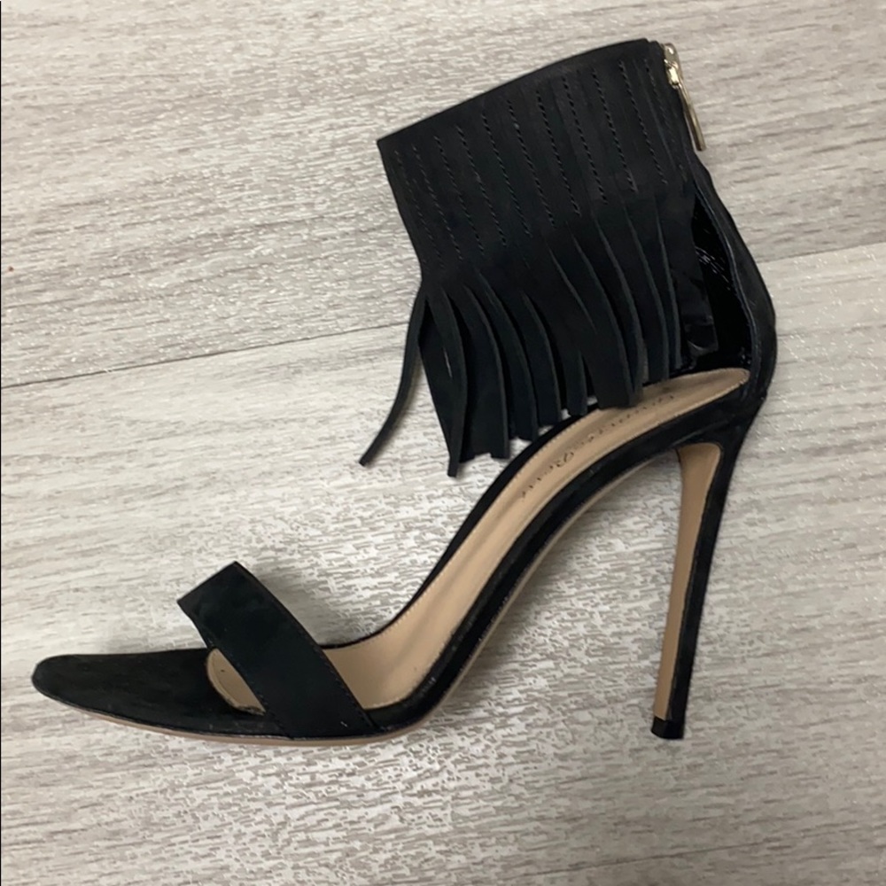 Authentic Gianvito Rossi Black Suede Fringe Heels - Picture 11 of 12